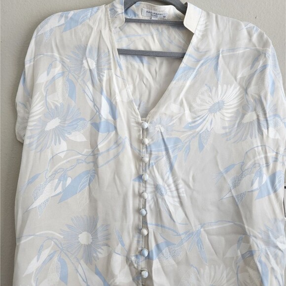 Equipment Women's Flora Print Silk Poplin Leema Shirt Blouse Short Sleeve | Size - Picture 3 of 4